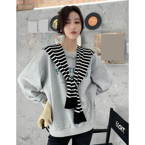 Women's Polyester Striped Shawl Wraps Scarf Cardigan Cape Casual Top - Picture 8 of 9
